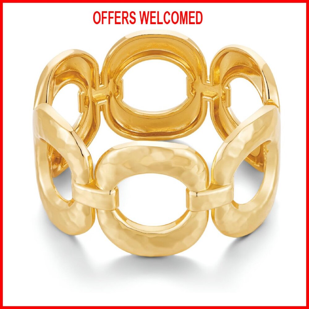 Chunky Gold Bangle Bracelet Statement Jewelry Bra… - image 1